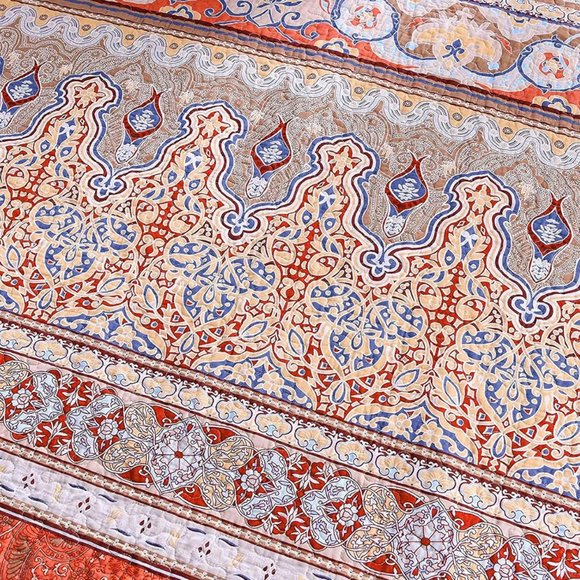 New Boho RedThrow Blanket Bedspread Quilt - 50" x 60" - Picture 2 of 5